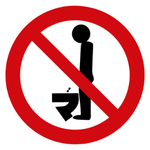 P50	Im stehen pinkeln / urinieren verboten / nur im sitzen urinieren