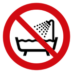 P026	Verbot, dieses Gerät in der Badewanne, Dusche oder über mit Wasser gefülltem Becken zu benutzen