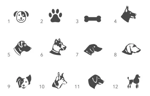 Verschiedene Symbole für Hundesteuermarken