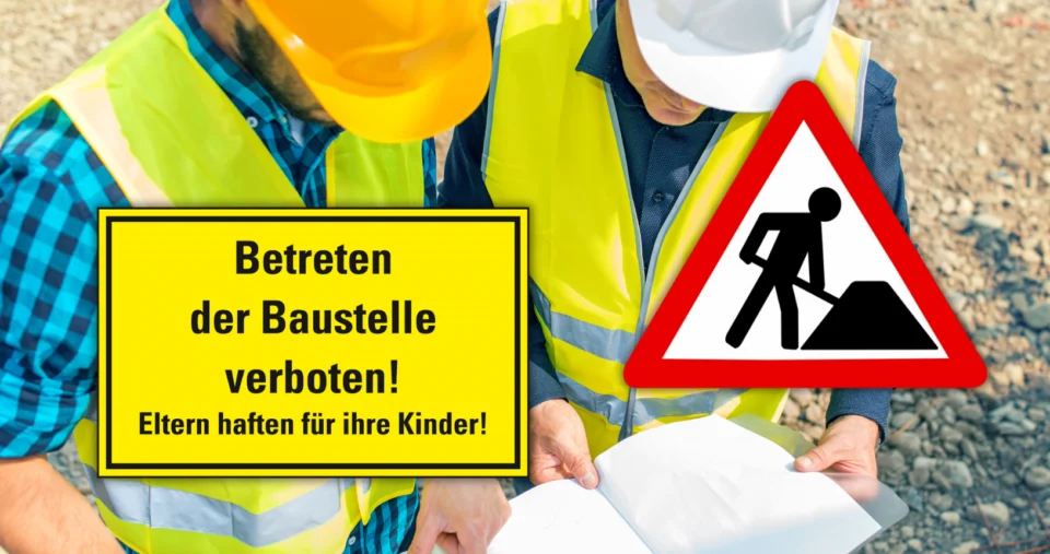 Industrieschild für Bauprojekte, sichtbar auf Baustellen