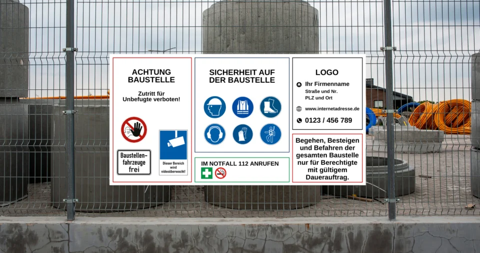 Hinweisschild Baustellensicherheit